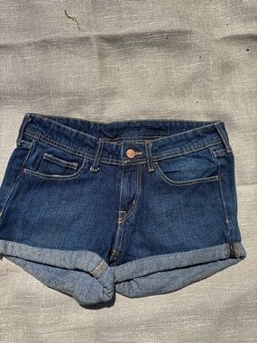 H&M Dark Blue Denim Roll-Cuff Jean Shorts
